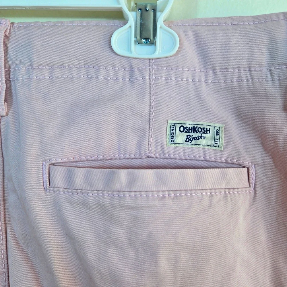 OshKosh Bgosh Boys Light Pink Twill Flat Front Preppy Chino Shorts 14 NEW Summer